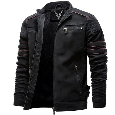 Denzell Outwear Winter Fleece Leather Jacket Denzell Outwear Black XS 