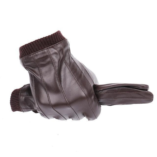 Denzell Outwear Lined Leather Gloves Denzell Outwear DarkRed S/M 